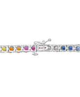 Lab Grown Multi-Sapphire Tennis Bracelet (16-5/8 ct. t.w.) in Sterling Silver