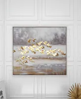 Rosemary Lane Canvas Bird Framed Wall Art with Silver-Tone Frame, 45" x 1" x 34"