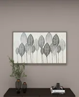 Rosemary Lane Canvas Leaf Framed Wall Art with Silver-Tone Frame, 55" x 1" x 27"