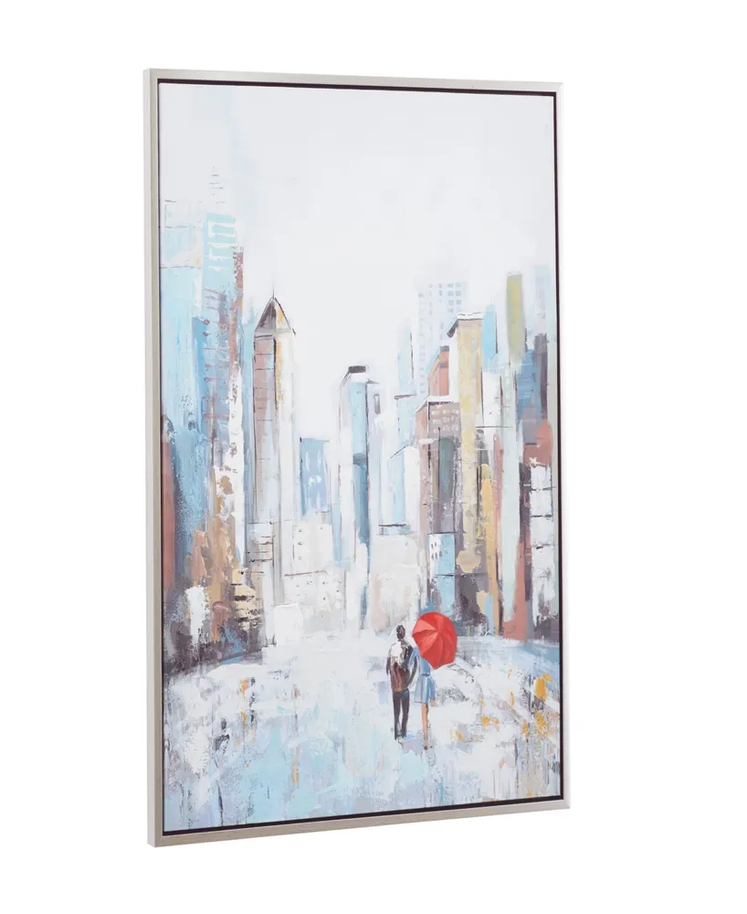 Rosemary Lane Canvas City Framed Wall Art with Silver-Tone Frame, 36" x 2" x 48"