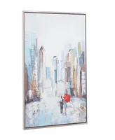 Rosemary Lane Canvas City Framed Wall Art with Silver-Tone Frame, 36" x 2" x 48"