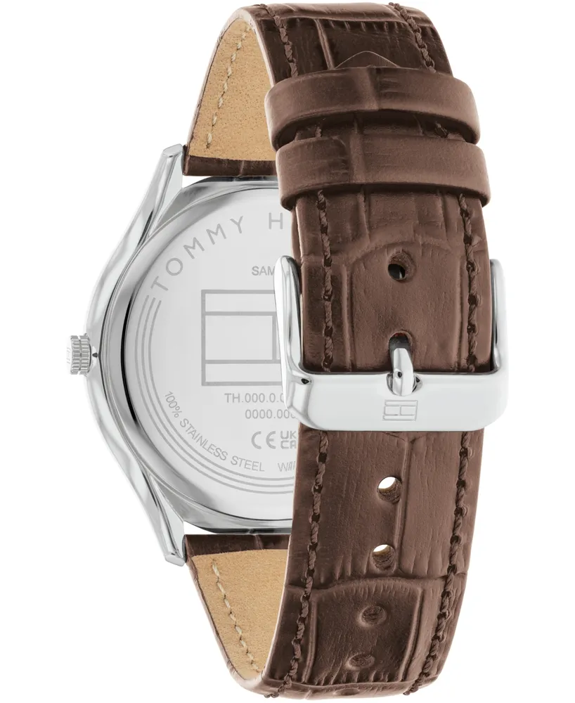 Tommy Hilfiger Men's Quartz Multifunction Brown Leather Strap Watch 43mm
