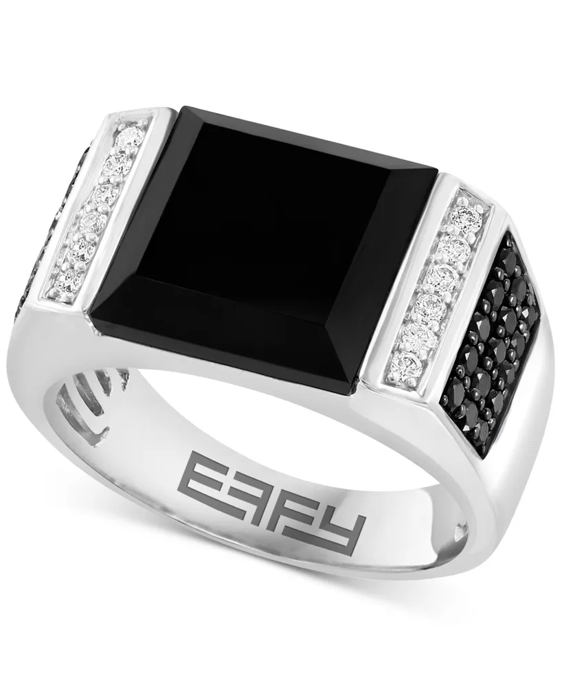 Effy Men's Onyx & Diamond (5/8 ct. t.w.) Ring in 14k White Gold