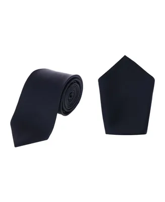 Trafalgar Men's Sutton Solid Color Silk Necktie and Pocket Square Combo