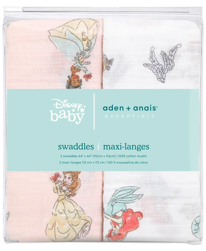 aden by aden + anais Baby Girls Mermaid Muslin Swaddles, Pack of 2