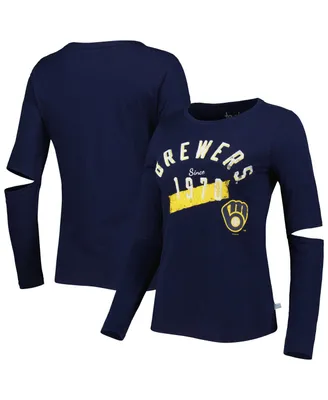 Women's Touch Navy Milwaukee Brewers Formation Long Sleeve T-shirt