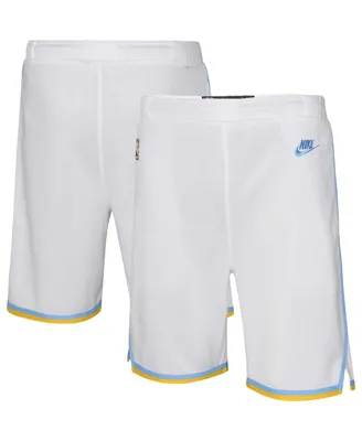 Big Boys and Girls Nike White Los Angeles Lakers Hardwood Classics Swingman Shorts