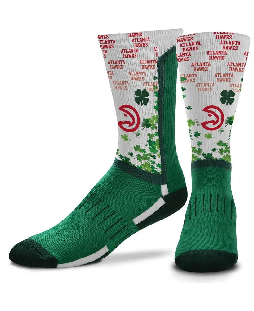 Men's For Bare Feet Atlanta Hawks Four Leaf St. Patrick's Day V-Curve Crew Socks