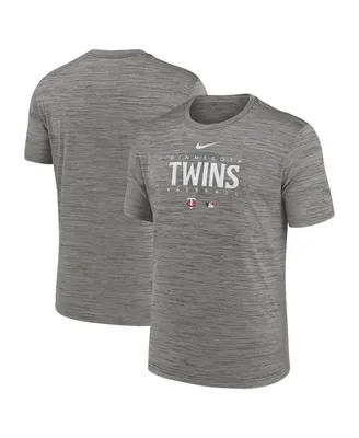 Men's Nike Minnesota Twins Heather Gray Authentic Collection Velocity Performance Practice T-shirt