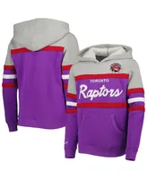 Big Boys and Girls Mitchell & Ness Heather Gray, Purple Toronto Raptors Hardwood Classics Head Coach Pullover Hoodie