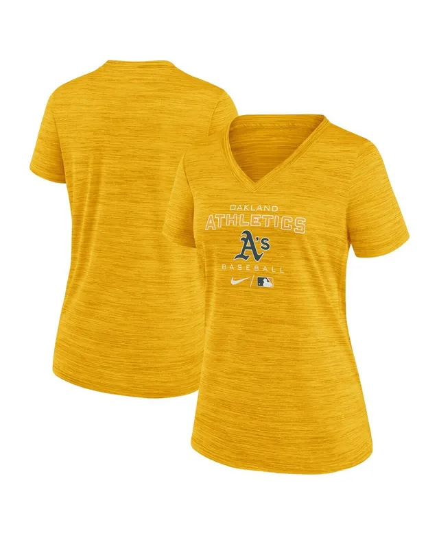 Nike Women's Gold Oakland Athletics Authentic Collection Velocity  Performance V-Neck T-shirt