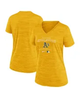 Women's Nike Gold Oakland Athletics Authentic Collection Velocity Performance V-Neck T-shirt