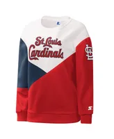 Women's Starter White, Red St. Louis Cardinals Shutout Pullover Sweatshirt