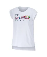 Women's Wear by Erin Andrews White Atlanta Braves Greetings From T-shirt