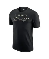 Men's Nike Heather Black Milwaukee Bucks Courtside Versus Flight Max90 T-shirt