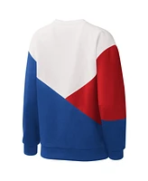 Women's Starter White, Royal Chicago Cubs Shutout Pullover Sweatshirt