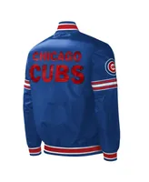 Men's Starter Royal Chicago Cubs Midfield Satin Full-Snap Varsity Jacket