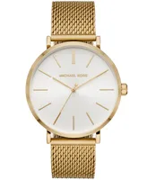 Michael Kors Men's Auden Quartz Three-Hand Gold-Tone Mesh Watch 42mm