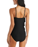 Beyond Control Women's Solid Citizen Tiered One-Piece Swimsuit