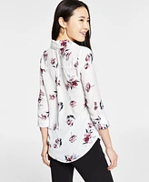 Bcx Juniors' Floral-Print Collared Shirt
