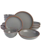 Gibson Elite Lagos Double Bowl-16 Piece Dinnerware Set, Service for 4