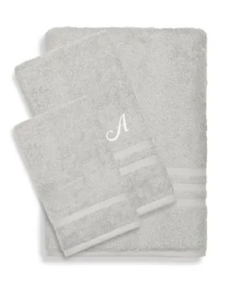 Linum Home Textiles Turkish Cotton Personalized Denzi Light Gray Towel Collection