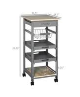 Homcom Mobile Rolling Kitchen Island Trolley Serving Cart w/ Under Drawer