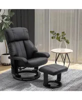 Homcom Massage Recliner Chair, Footrest, 360 Swivel Lounger w/ Remote, Ottoman