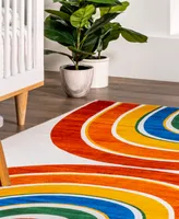 nuLoom Revel Classic Double Rainbow Washable Kids 4' x 6' Area Rug