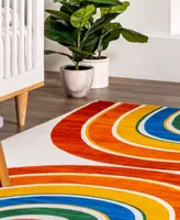 Nuloom Revel Classic Double Rainbow Washable Kids Area Rug