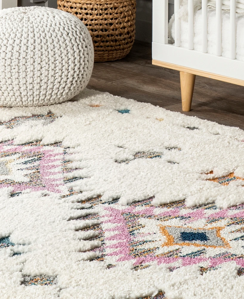 nuLoom Loft Jocelyn Tribal Shag Tasseled 2'6" x 10' Runner Area Rug
