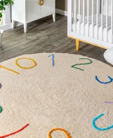 nuLoom Discovery Arely Numbers Washable Kids 6' x 6' Round Area Rug