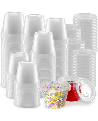 Zulay Kitchen 200 Pack 4oz Clear Jello Shot Cups with Lids - Disposable Condiment Cups