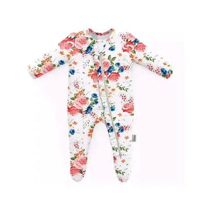 Footed Jammies French Floral Baby Girl Pajamas