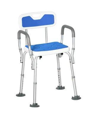 Homcom Eva Padded Shower Chair with Arms and Back, Bath Seat with Adjustable Height, Anti-slip Shower Bench for Seniors and Disabled, Tool