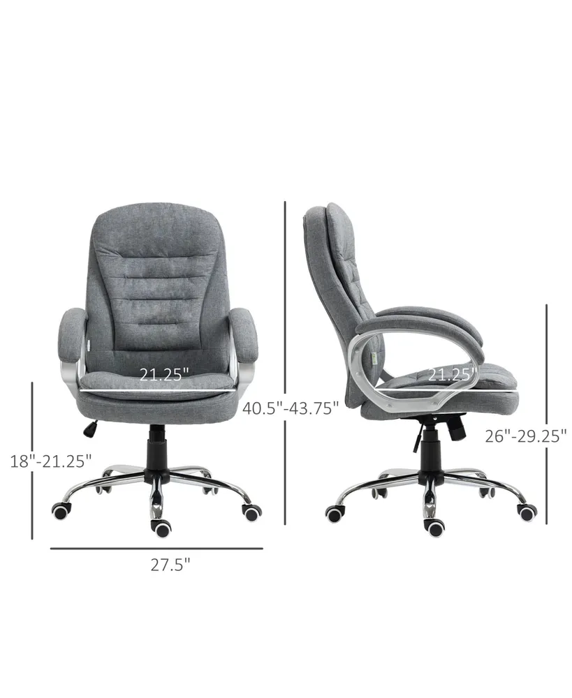 Vinsetto Executive Swivel Office Computer Desk Chair with Armrests Linen Fabric Grey