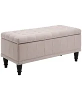 Homcom Fabric Storage Ottoman Shoe Bench Tufted Stool Lift Top Home Furniture