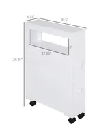 Homcom Wood Rolling Bathroom Side Storage Cabinet, White