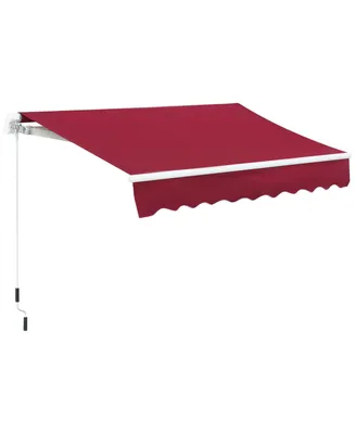 Outsunny 8' x 6.6' Patio Retractable Awning, Manual Sun Shade, Wine