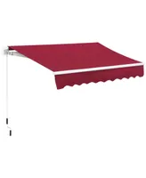Outsunny 8' x 6.6' Patio Retractable Awning, Manual Sun Shade, Wine