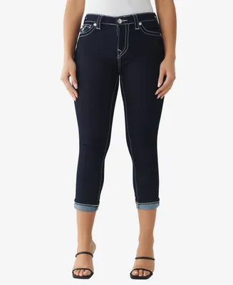 True Religion Women's Jennie Big T Mid Rise Capri Jeans