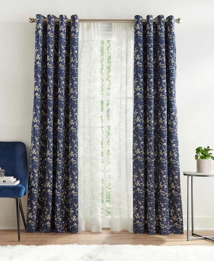 Tommy Hilfiger Carine Floral Grommet Room Darkening 2-Piece Curtain Panel, 50" x 108"