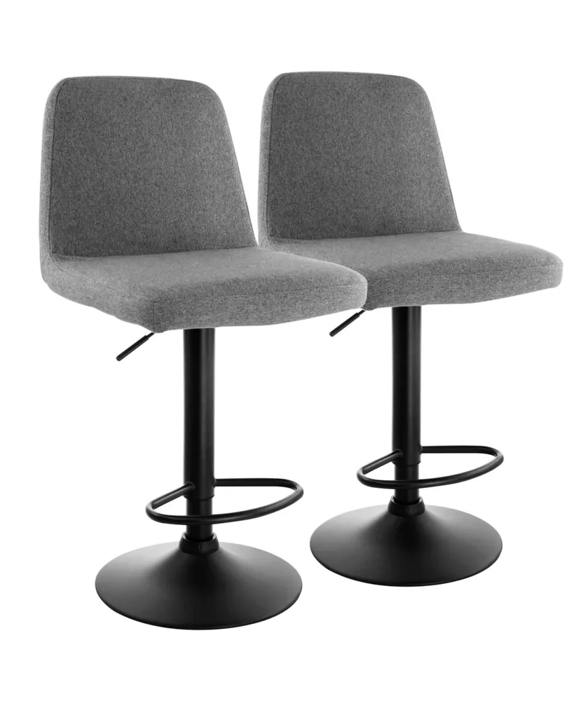 Elama 2 Piece Adjustable Fabric Barstool in Gray with Black Base