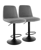 Elama 2 Piece Adjustable Fabric Barstool in Gray with Black Base