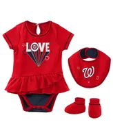 Girls Newborn and Infant Red Washington Nationals Play Your Best Bodysuit Bib Booties Set