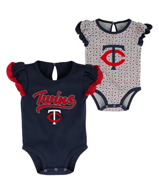 Girls Newborn Navy, Heathered Gray Minnesota Twins Scream and Shout Two-Pack Bodysuit Set