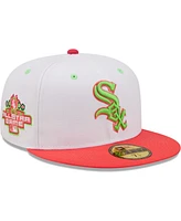 Men's New Era White, Coral Chicago White Sox 2003 Mlb All-Star Game Strawberry Lolli 59FIFTY Fitted Hat