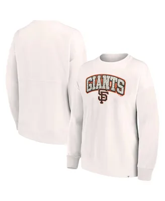 Women's Fanatics Cream San Francisco Giants Leopard Pullover Sweatshirt