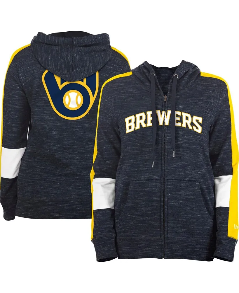 Women's New Era Navy Milwaukee Brewers Colorblock Full-Zip Hoodie