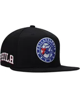 Men's Mitchell & Ness Black Philadelphia 76ers Side Core 2.0 Snapback Hat